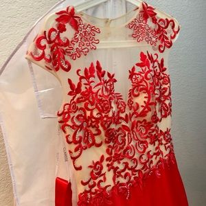 Clarisse Red Long Prom Dress V- Back Size 7/8